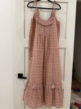 NWT Christy Dawn Elaina Floral Ruffle Tiered Maxi Dress in Coral and White